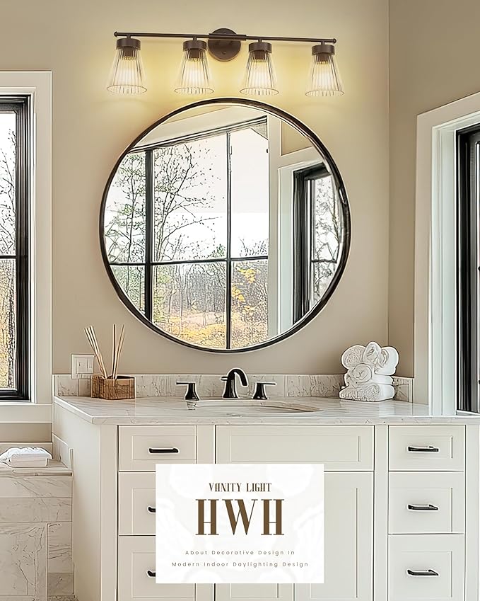 4-Light Bathroom Vanity Light, HWH Oil-Rubbed Bronze Bathroom Light Fixtures - Image 7