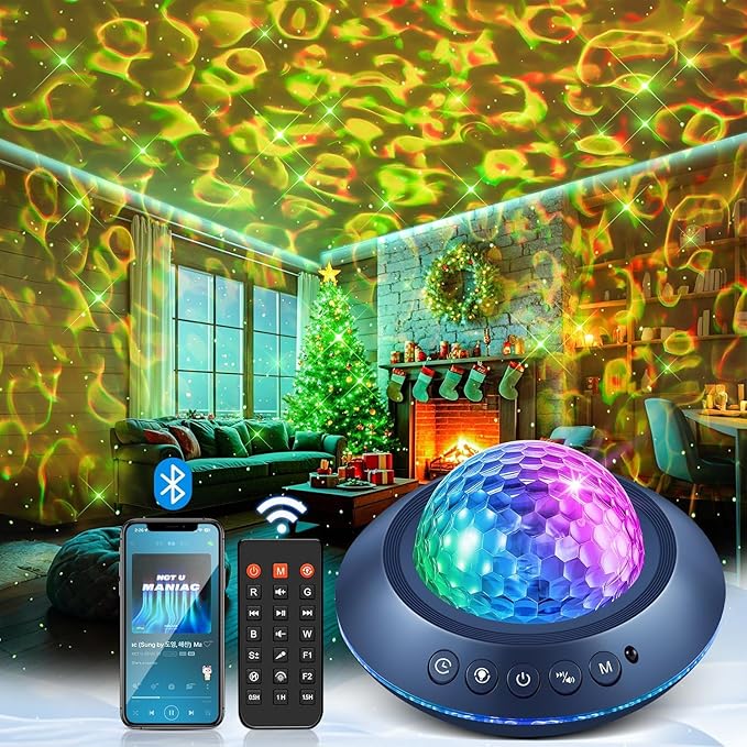 Mubarek Galaxy Projector for Bedroom, 360° Full Coverage Ceiling Projector by Mubarek