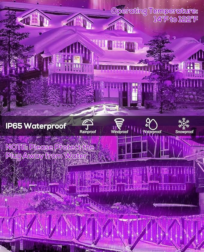Christmas Lights 12 Inch 10 Tubes Meteor Shower Light LED Falling Rain Drop - Image 6