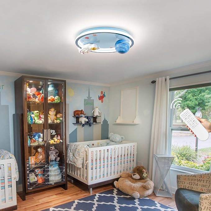 Astronaut Ceiling Light Fixture 20" Dimmable Kids Flush Mount Ceiling Lights - Image 3