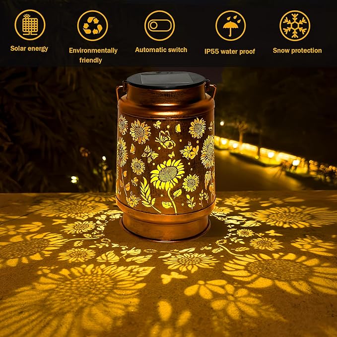 Sunflower Solar Lantern Lights, Outdoor Lanterns Garden Decor, Hanging Solar - Image 2