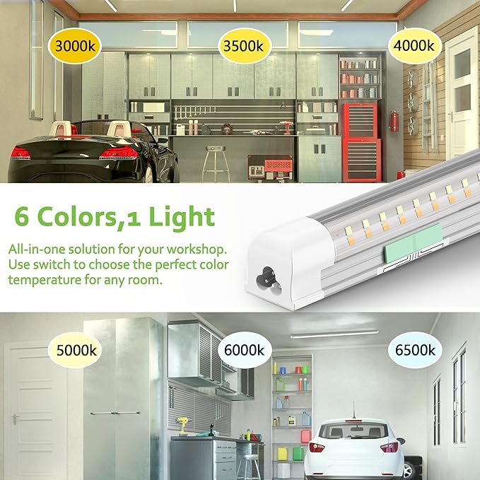 6 Pack Dimmable 4 Foot Led Shop Light, 30W 3900LM 3000-6500K Tunable, T8 - Image 4