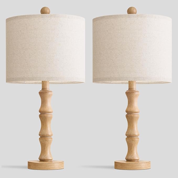 BOBOMOMO 20.5" Farmhouse Table Lamps Set of 2, Rustic Nightstand Lamps - Image 6