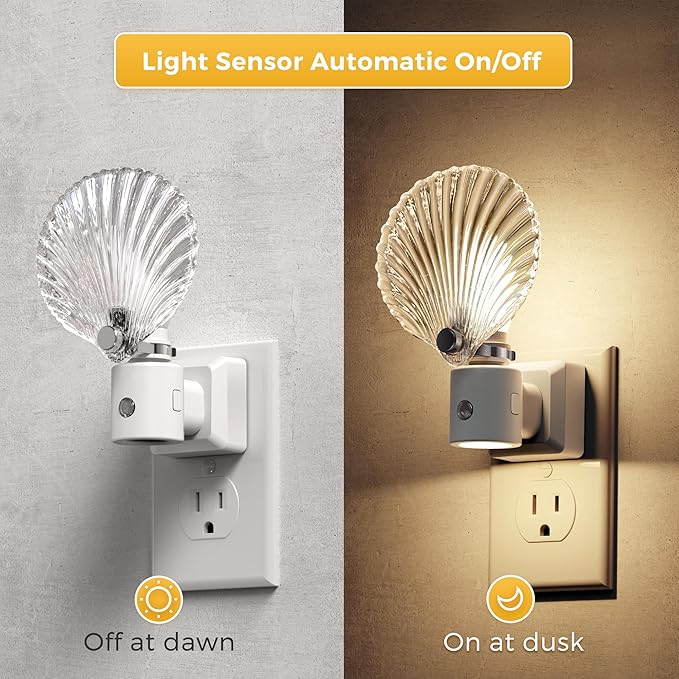 L LOHAS LED Night Light, Night Lights Plug into Wall, Shell Style Glass - Image 5