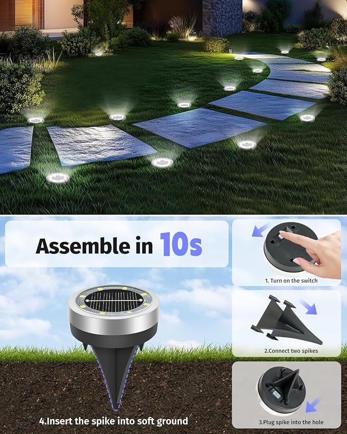 Mini Solar Ground Lights Outdoor 32 Pack Waterproof Upgraded Anti-Rust Solar - Image 6