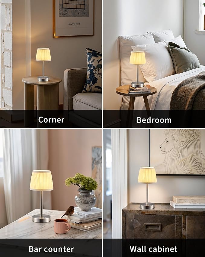 PUSU 2 Pack Cordless LED Nickel Table Lamps, Rechargeable 4000mAh 3 Way - Image 6