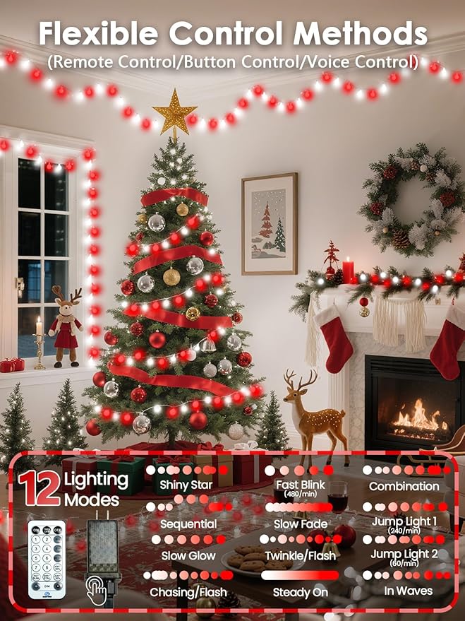 2025 New Connectable 43FT Smart Voice Controlled Christmas String Lights Indoor - Image 5