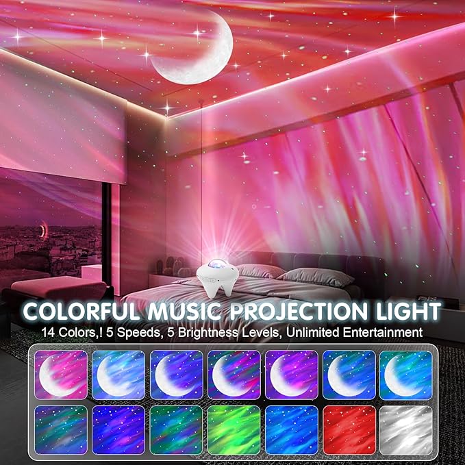 Galaxy Projector with Moon, Northern Galaxy Light Aurora Star Projector with - Image 2