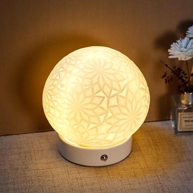 JHY DESIGN Ceramic Spherical Decorative lamp 6.5" H Rechargeable Table Lamp - Image 4