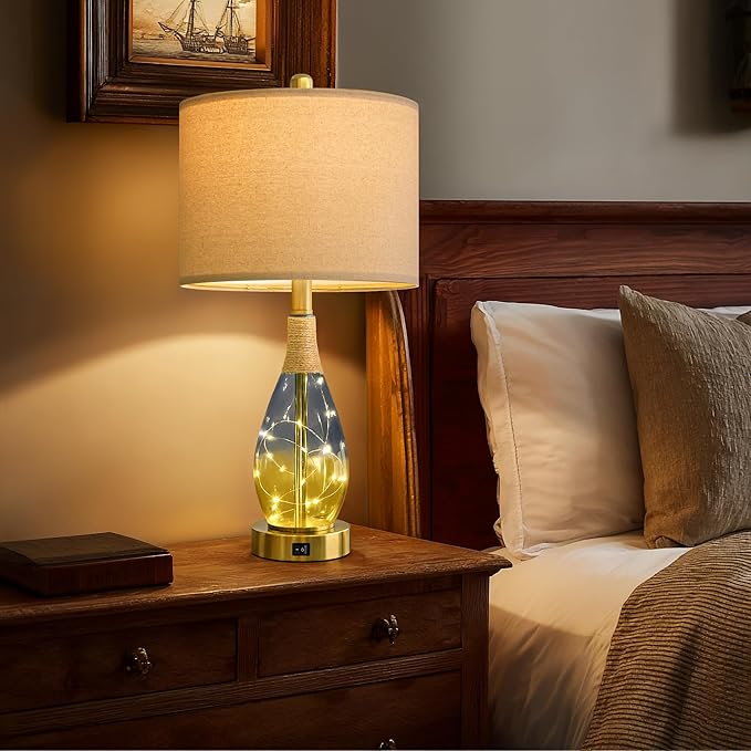 OYEARS 23" Table Lamps for Living Room Set of 2, Bedside Lamps for Night Stands - Image 2