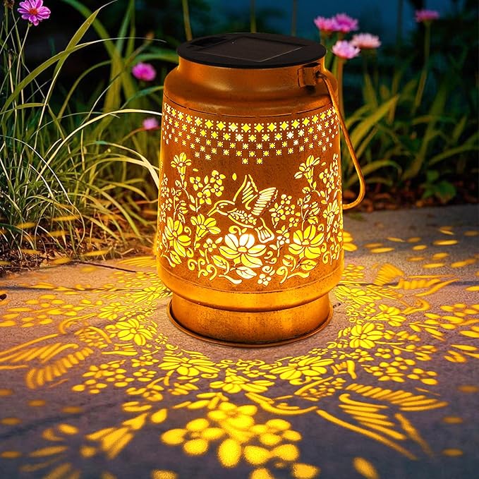2 Pack Solar Lanterns Outdoor Hummingbird Garden Decor, Christmas Gifts - Image 2
