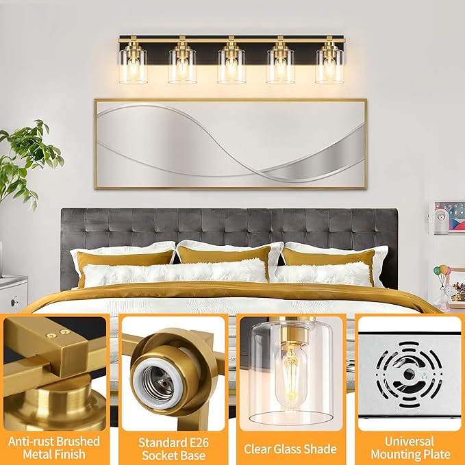 5 Light Modern Bathroom Light Fixtures Over Mirror, E26 Socket - Image 3