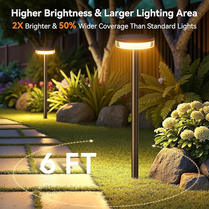 LETMY Solar Pathway Lights Outdoor, 2 Pack 2X Brighter Solar Lights Outdoor - Image 3