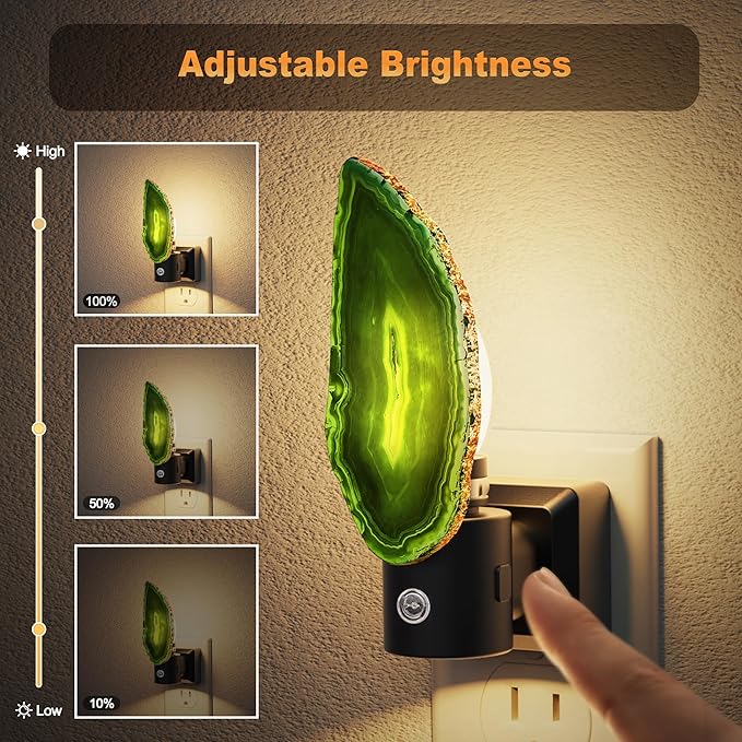 JandCase Night Lights Plug into Wall: Agate Night Light, 2 Pack Dimmable Night - Image 4