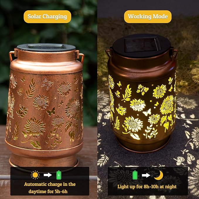 Sunflower Solar Lantern Lights, Outdoor Lanterns Garden Decor, Hanging Solar - Image 7