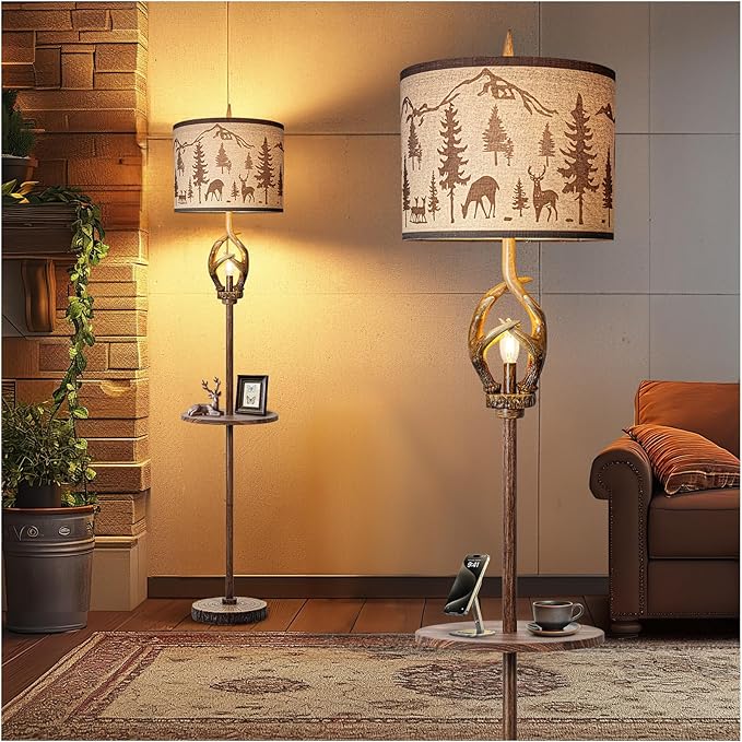Scenekoy Antlers Style Metal Tray Floor Lamp by SCENEKOY