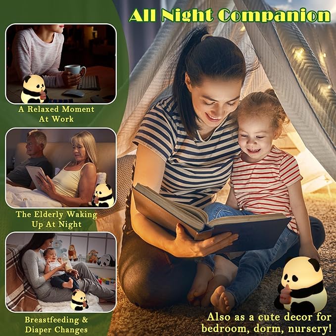 Cute Panda Night Light, LED Squishy Novelty Animal Night Lamp, Food Grade - Image 6