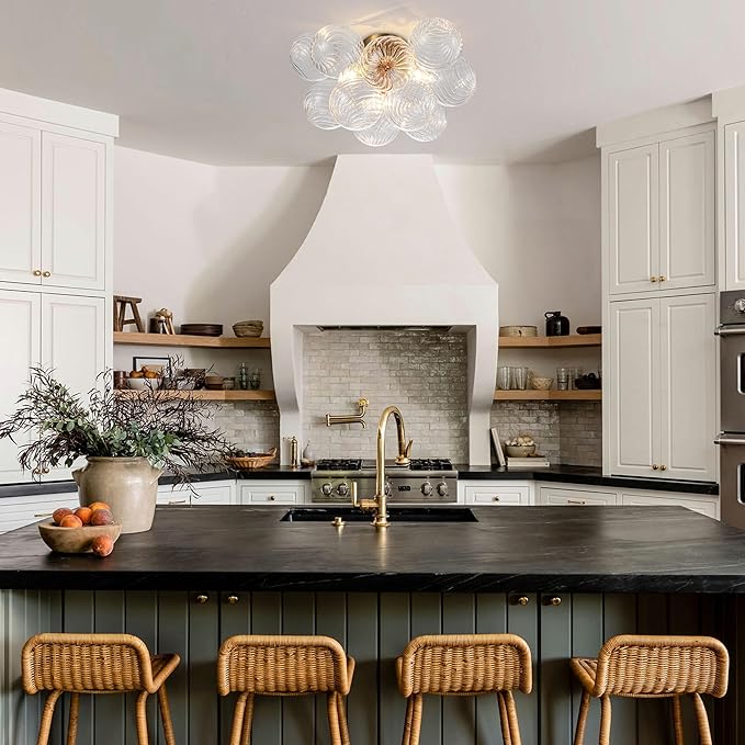 GoYeel Semi Flush Chandelier Gold, Modern Light Fixtures Ceiling Mount Lighting - Image 2