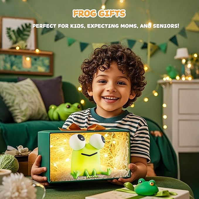 Cute Frog Night Light, LED Silicone Squishy Novelty Animal Lamp, 3 Levels - Image 7