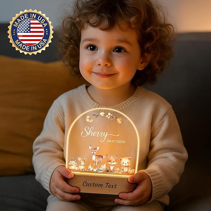 Personalized Baby Gifts for Kids Boys Girls, Custom Name LED Acrylic Plaque - Image 2