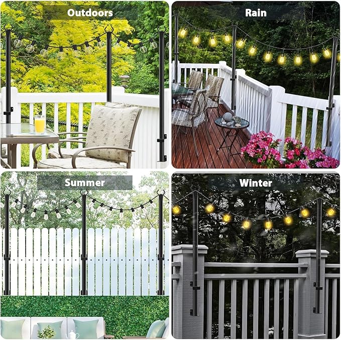 4 Pack String Light Poles, 5Ft Metal Poles - Image 2