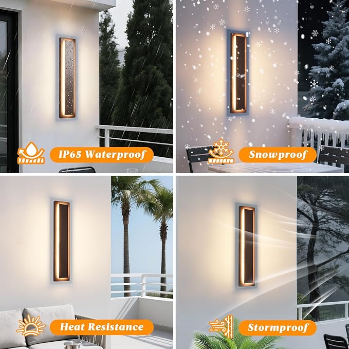 23.6 in Long Outdoor LED Wall Lights, Modern Exterior Garage Wall Light - Image 3