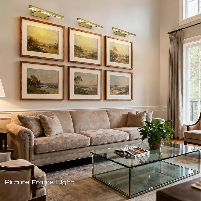 Brass Picture Lights for Wall, 3-Light Brush Gold Art Light, Warm White 2700k - Image 11
