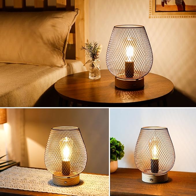 JHY DESIGN Dimmable Touch Bedside Table Lamp Metal Rechargeable Battery Powered - Image 4