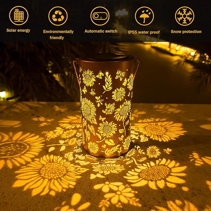 Birthday Gifts for Women Mom Grandma, Sunflower Solar Lanterns Outdoor - Image 3