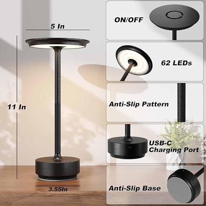 1 Pack Rechargeable Table Lamps Cordless, Portable 5000mAh Outdoor Table Light - Image 7