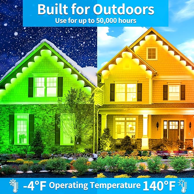 150FT Permanent Outdoor Light, IP67 Waterproof LED Eaves Light, App/Remote - Image 4