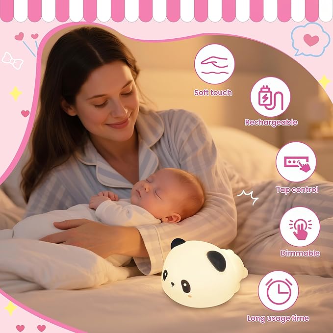 Night Light for Kids, Rechargeable Dimmable Silicone LED Nightlight - Image 3