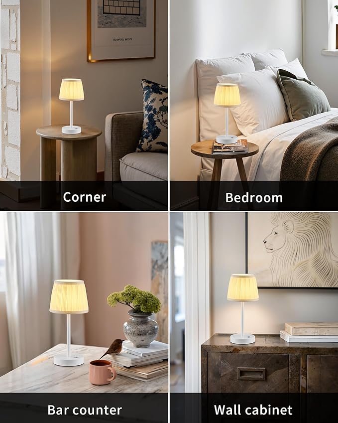 PUSU 2 Pack Cordless LED White Table Lamps, Rechargeable 4000mAh 3 Way Dimmable - Image 6