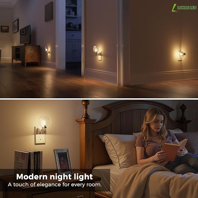 L LOHAS LED Night Light, Night Lights Plug into Wall, Shell Style Glass - Image 6