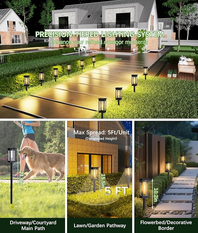 Solar Pathway Lights, 8 Pack Solar Lights Outdoor Waterproof IP65, Auto On/Off - Image 7