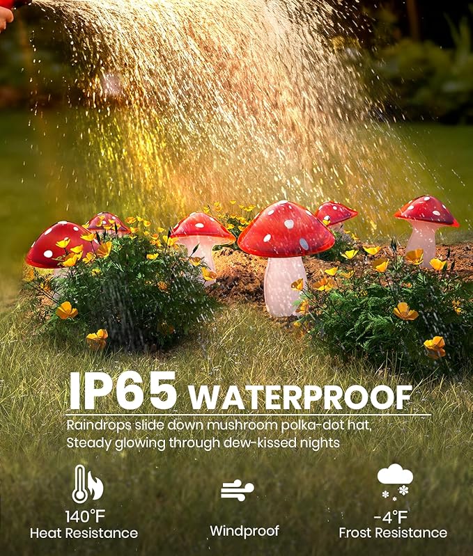 Upgraded Solar Mushroom Lights Outdoor, 18 Pack Garden Stake Light - Image 4