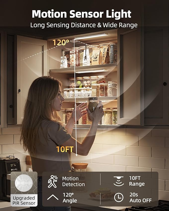 Under Cabinet Lighting, 12inch Rechargeable Motion Sensor Light Indoor - Image 2
