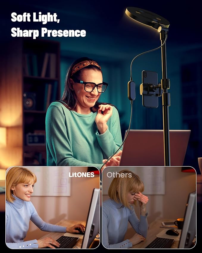 7" Ring Light with Stand for Desk, 3000K-6500K, 30 Lighting Modes for Video - Image 6