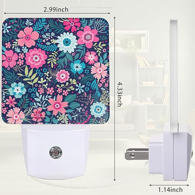 Flower Pink Night Light, Floral Night Light Plug into Wall - Image 2
