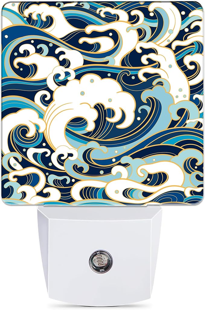 Vintage Sea Waves Dusk to Dawn Night Light, Auto Sensor Lamp Home Indoor by JOPOWIDE