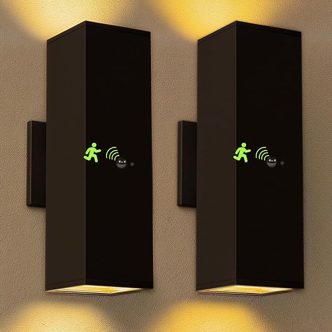 Motion Sensor Outdoor Wall Lights 2-Pack, Dusk to Dawn Exterior Light Fixtures by RosykiteBuyNow