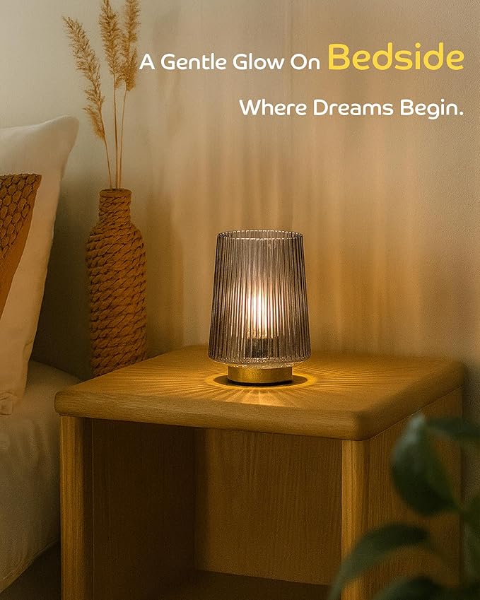 Battery Powered Lamp with Timer, Cordless Small Table Lamps Battery Operated - Image 2