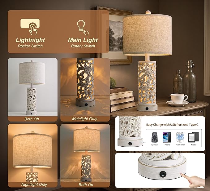 OYEARS 22'' Table Lamp Set of 2 - Image 3