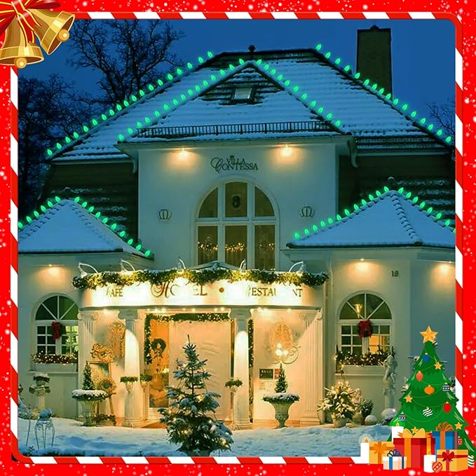 25PK C7 Green Light Bulbs Christmas Decorations Replacement Bulbs, C7 Ceramic - Image 4