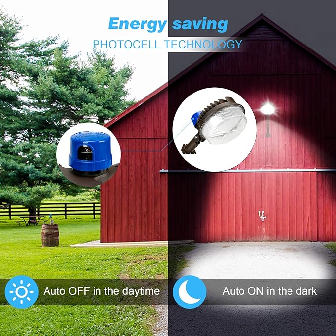 Juyace 18000lm LED Barn Light Dusk to Dawn Outdoor Lighting 120W 5000K Daylight - Image 3