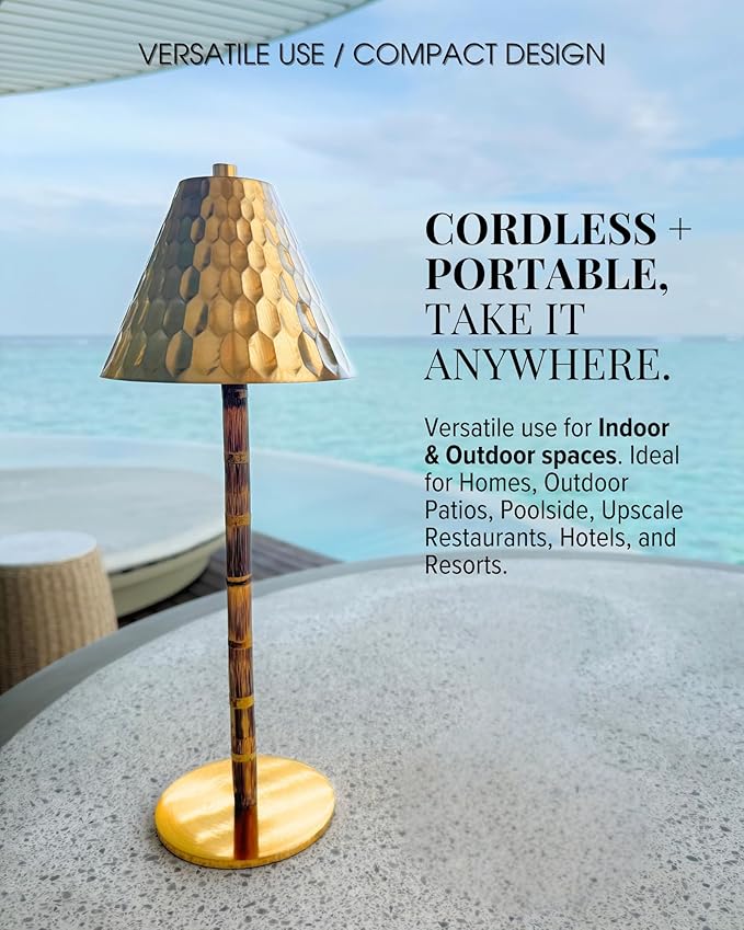 Bamboo Cordless LED Table Lamp – Rechargeable 24-Hour Battery, Dimmable Warm - Image 4