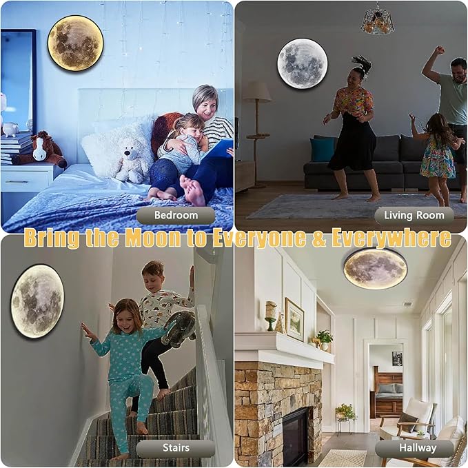 Dimmable Moon Wall Lamp, Rechargeable Battery Operated Wall Sconce Moon Lights - Image 6