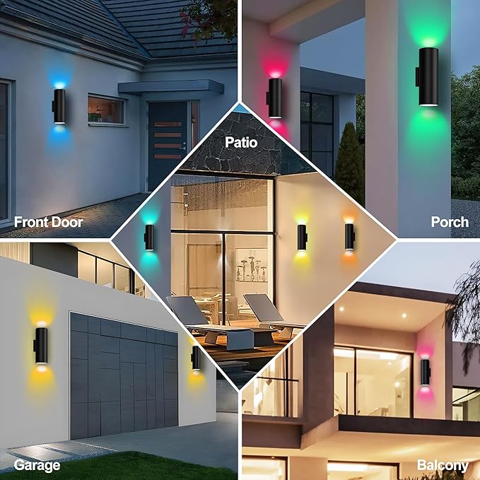 Smart RGBCW Up and Down Outdoor Wall Lights 120W, Dual Beam LED Wall Sconce - Image 7