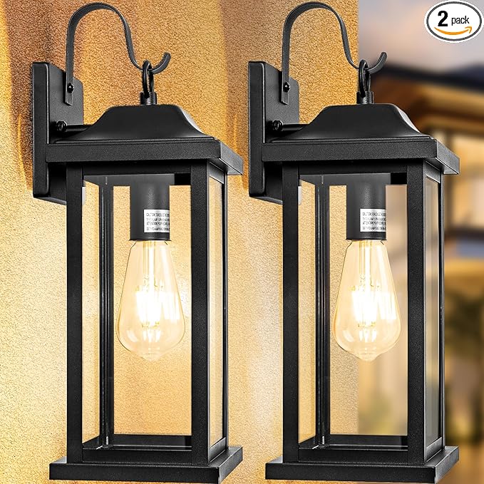 2-Pack Large Outdoor Light Fixtures IP65 Waterproof, Exterior Matte Black by DiscoverBeautyofLighting