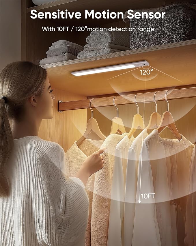 Under Cabinet Lighting Wireless, 2200mAh Rechargeable Battery Operated Motion - Image 2